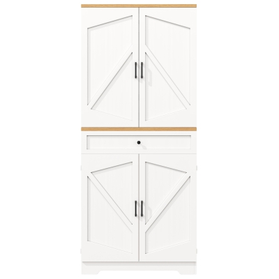 Tall Kitchen Sideboard with Maximised Storage and Anti-Tip Safety, White