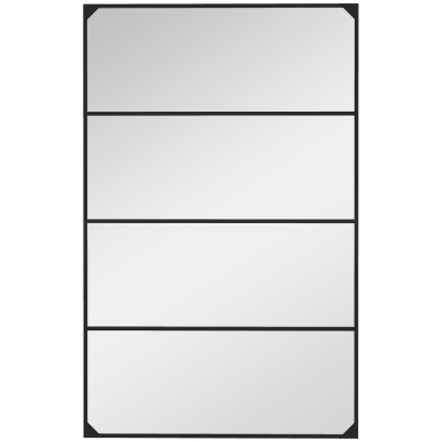 HOMCOM Espelho de Parede Estilo Verrière 109x69 cm Metal Preto 4 Ganchos