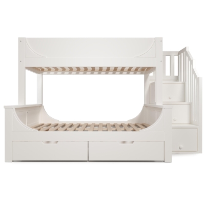 Children's Bunk Bed with Under-bed Pull-out Drawer, White