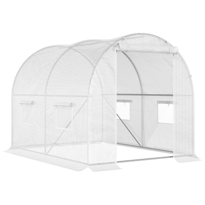 Outsunny Estufa Túnel de Jardim 3x2x1,9m 6 m² Aço Galvanizado Capa Pe 140 g/m² Janelas e Porta
