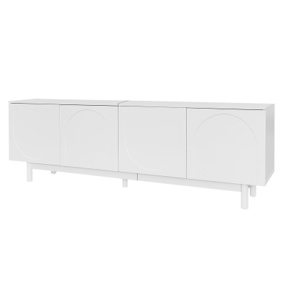 Modern Lowboard TV Cabinet with Push-to-Open Doors and Adjustable Shelves, White