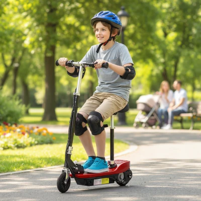 HOMCOM Outdoor Ride On Powered Scooter Sporting Toy 120W Motor Bike 2 x 12V Battery - Red