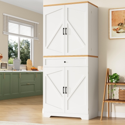 Tall Kitchen Sideboard with Maximised Storage and Anti-Tip Safety, White