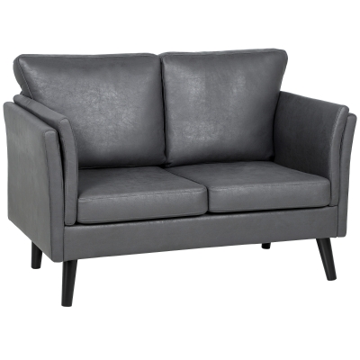 HOMCOM 2-Seater Leathaire Sofa - Grey