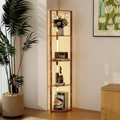 HOMCOM Three-Tier Corner Floor Lamp Black