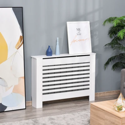 HOMCOM Cobertura para Radiador em Mdf Prateleira Decorativa 112x19x81 cm Branco