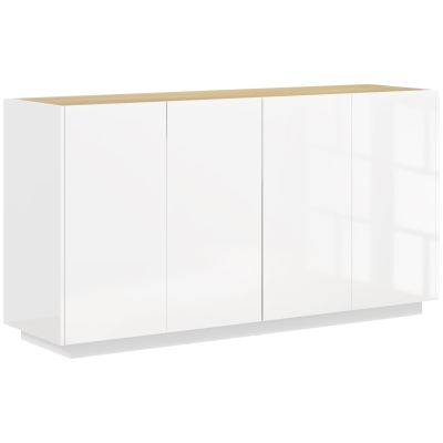 HOMCOM Aparador 140x40x75 cm 4 Portas com Fecho Suave e Prateleiras Ajustáveis Branco