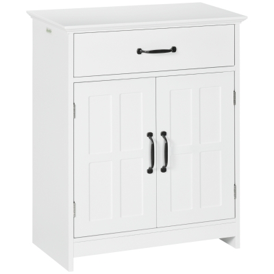 Kleankin Armário de Casa de Banho com 2 Portas Prateleira Ajustável 1 Gavetas 60x30x75 cm Branco