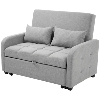 Multifunctional Folding Sofa Bed with Adjustable Backrest and 2 Cushions, Dark Grey