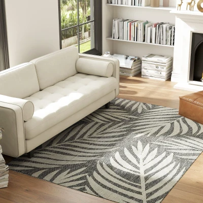 HOMCOM Indoor Outdoor UV-Resistant Rug Grey 230x160cm