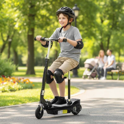 HOMCOM Outdoor Ride On Powered Scooter Sporting Toy 120W Motor Bike 2 x 12V Battery - Black