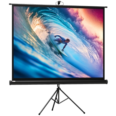 HOMCOM Tela de Projeção 84'' (213 cm) com Tripé Regulável 4:3 Hd para Interior e Exterior