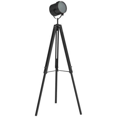 HOMCOM Tripod Floor Lamp Adjustable Wood Legs Black