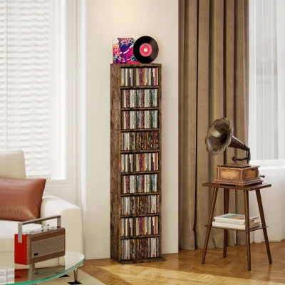 HOMCOM Narrow CD Storage Unit Rustic Brown