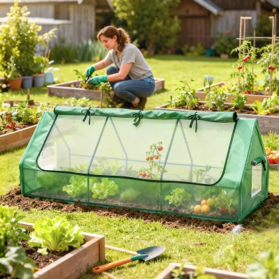 Outsunny Estufa de Jardim Mini Estufa 240x90x90 cm com Janelas de Malha e Estrutura de Aço para Cultivar Verduras e Flores Verde