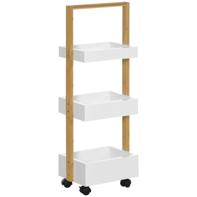 HOMCOM Chariot Rangement 3 Niveaux Blanc Cuisine/Bureau