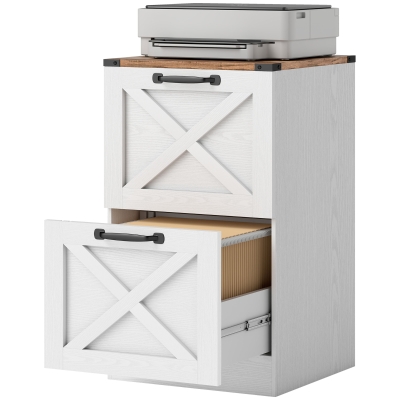 HOMCOM Meuble-Classeur 2 Tiroirs Blanc 40x40x71cm Bureau