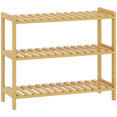 HOMCOM Zapatero de Bambú de 3 Niveles Estantería de Zapatos para 9 Pares para Recibidor Pasillo 70x26x57,5 cm Natural