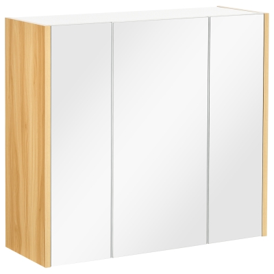 kleankin Armoire Miroir Salle Bain 3 Portes Blanc 68x22x60cm