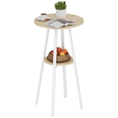 HOMCOM Table Haute Ronde Ø55xH95cm Bois Blanc avec Rangement