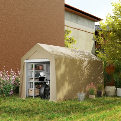 Outsunny Abri de Jardin Portable 2x3,6m Acier Beige