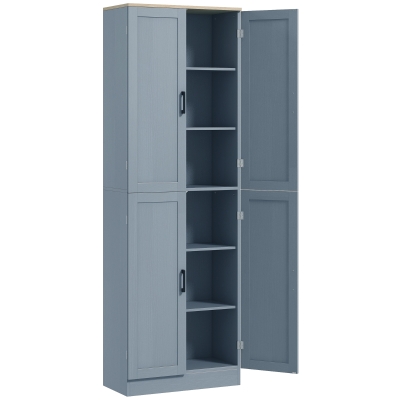 HOMCOM Alacena de Cocina Armario de Almacenaje Multifuncional con 4 Puertas y Estantes Ajustables 60x30x171 cm Gris