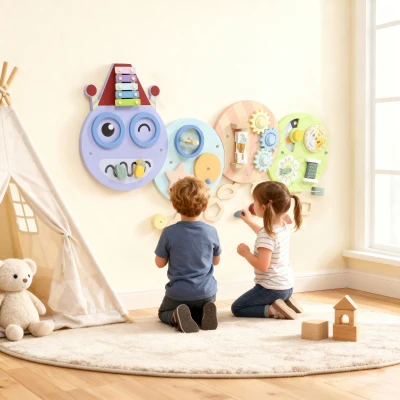 AIYAPLAY Caterpillar Montessori Busy Board 7 Activities Home