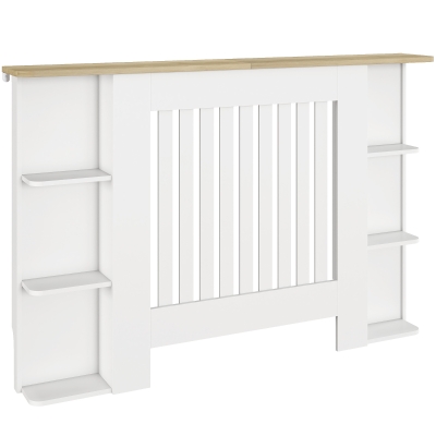 HOMCOM Radiator Cover Vertical Slatted Medium White