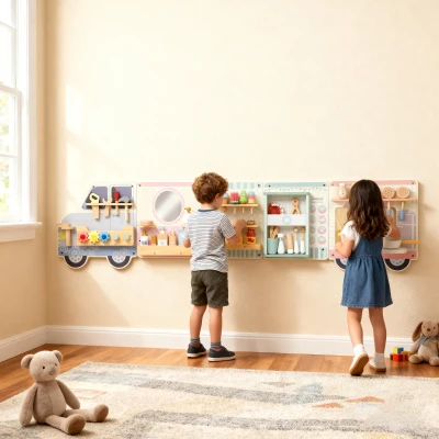 AIYAPLAY Wooden Busy Board 5-in-1 Activity for Kids 3+