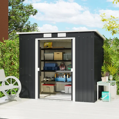 Garden Storage Shed 213cm x 130cm x 172cm Dark Grey