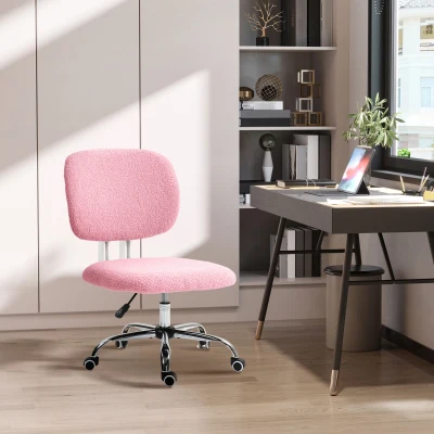Vinsetto Armless Office Chair Teddy Fleece Pink