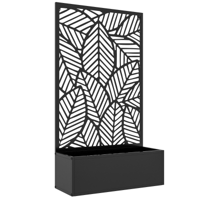 Outsunny Jardinieră cu paravan și spalier pentru plante cățărătoare, tavă pentru flori - dim.  61L x 23l x 113H cm