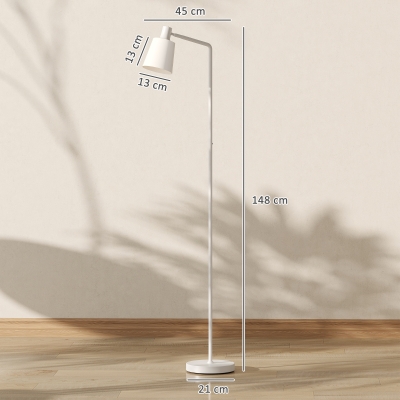 HOMCOM Dimmbare LED-Stehleuchte mit 3 Farbtemperaturen 3000K-6500K, drehbarer Schirm, E27-Glühbirne, Weiß