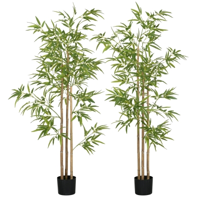 HOMCOM Plantă artificială Bambus copac artificial înălțime 180 cm cu ghiveci, decor interior, foarte realist
