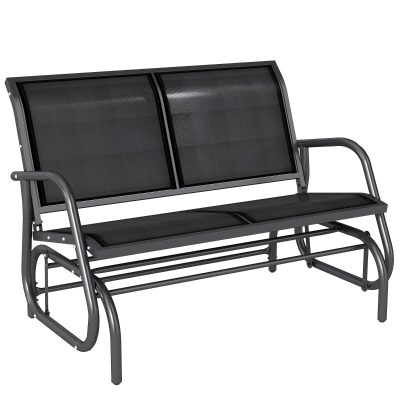 Outsunny 2-Person Outdoor Glider Bench Patio Double Swing Gliding Chair Loveseat w/Power Coated Steel Frame for Garden Patio Porch, Black
