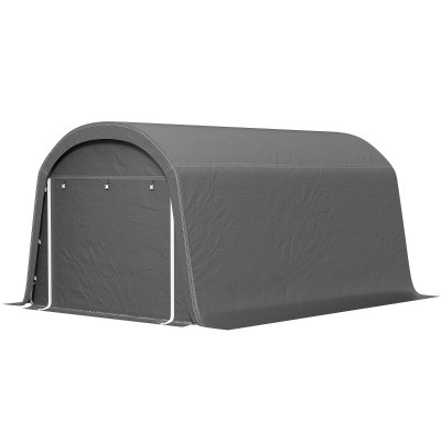 Outsunny /Tuinschuur met Plastic Zeil, Gereedschapstent, Opzetbare Garage, 300B x 450D x 230H cm, Donkergrijs