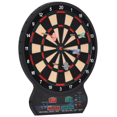 HOMCOM Țintă electronică de darts 27 jocuri principale până la 8 jucători Afișaj LED Negru