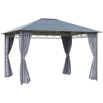 Outsunny Hardtop Gazebo Steel & Aluminium Grey 3x3.6m