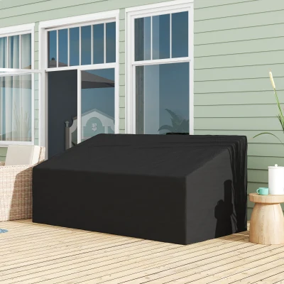 Outsunny Husă pentru canapea exterior impermeabilă 3 locuri, husă banc grădină Țesătură Oxford 600D, 218 x 111 x 63/101 cm, negru