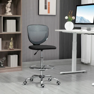 Vinsetto Swivel Drafting Chair Grey with Lumbar Support