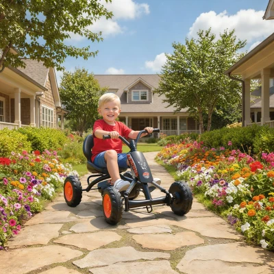 AIYAPLAY Tretkart Go-Kart mit PP-Rädern Stahlrahmen Tragkraft 30 kg für Kinder 2-5 Jahre Schwarz