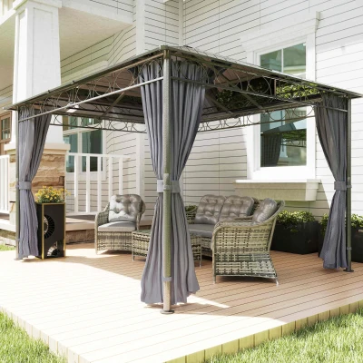 Outsunny Hardtop Gazebo Steel & Aluminium Grey 3x3.6m