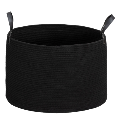 HOMCOM Panier à Linge 88L Pliable Coton Noir 56x35,5 cm