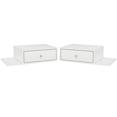 HOMCOM Lot de 2 Tables de Chevet Murales MDF Blanc 55x30x15 cm