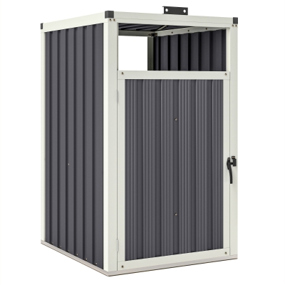 Outsunny Abri Poubelle 240L Acier Galvanisé Gris Foncé