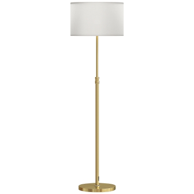HOMCOM Lampa stojąca z pilotem, regulowana wysokość, abażur materiałowy, metalowa podstawa, regulowana jasność, przełącznik nożny, kolor złoty