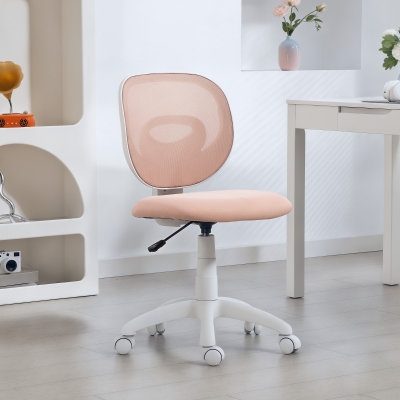 HOMCOM Fauteuil de bureau ergonomique avec dossier en C, hauteur réglable, Rose