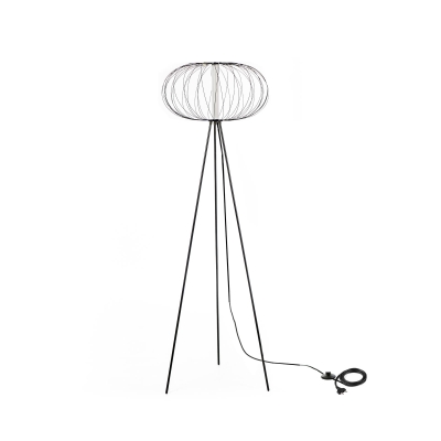 E-STYLO Lampada da terra con paralume a struttura metallica dorata e treppiede nero, perfetta per aggiungere un tocco moderno e sofisticato a qualsiasi ambiente, 50cm X 50cm H. 150cm