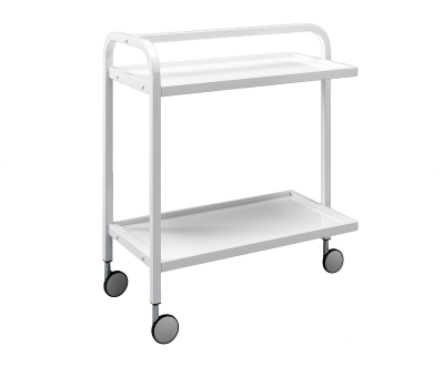 E-STYLO Carrello in metallo bianco a 2 ripiani con ruote girevoli, pratico e funzionale, ideale per riporre strumenti e accessori in modo ordinato, 40cm X 75cm H. 80cm