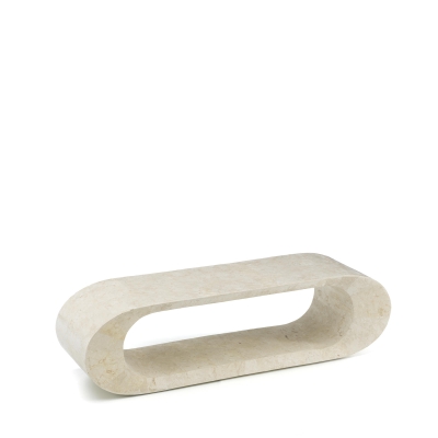 E-STYLO Tavolino in pietra fossile di design moderno, perfetto anche come porta TV elegante e funzionale, 35cm X 130cm H. 35cm